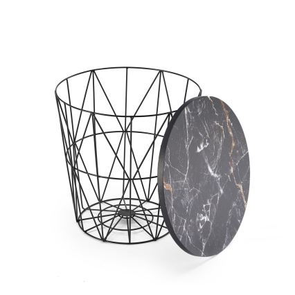 Koffie Tafel HARISSA 41x42 cm zwart/zwart marmeren decor