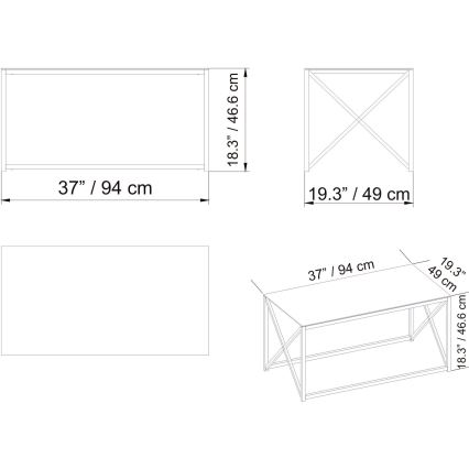 Koffie Tafel ILIOMAR 46,6x94 cm goud/zwart