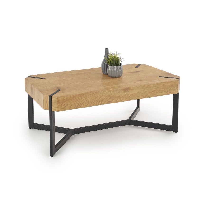 Koffie Tafel LAVIDA 43x110 cm goud eiken/zwart