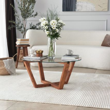 Koffie Tafel LOTUS 35x75 cm bruin/doorzichtig