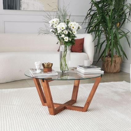 Koffie Tafel LOTUS 35x75 cm bruin/doorzichtig