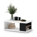Koffie Tafel met een plank en opslagruimte LORA wit/zwart