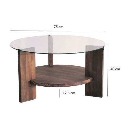 Koffie Tafel MONDO 40x75 cm grenen/doorzichtig