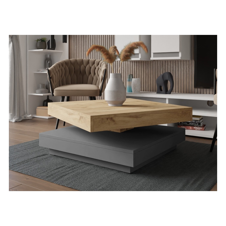 Koffie Tafel NENANI 34x70 cm grijs/eiken wotan