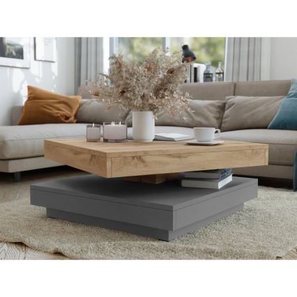 Koffie Tafel NENANI 34x70 cm grijs/eiken wotan