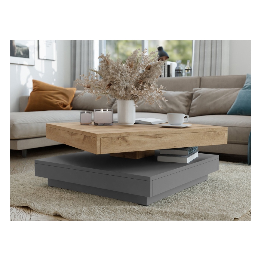 Koffie Tafel NENANI 34x70 cm grijs/eiken wotan