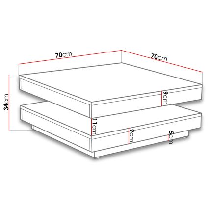Koffie Tafel NENANI 34x70 cm grijs/eiken wotan