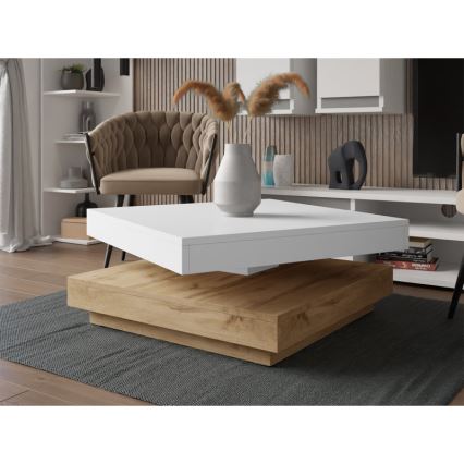 Koffie Tafel NENANI 34x70 cm wit/eiken wotan