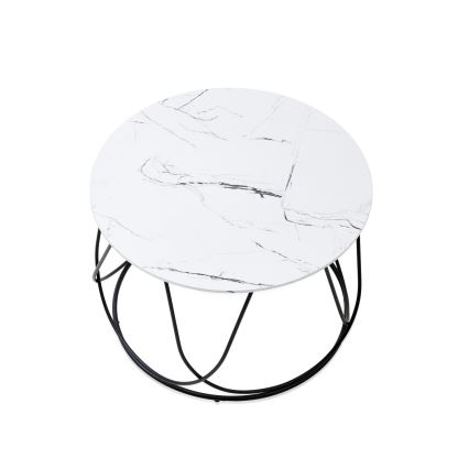 Koffie Tafel NUBIRA 41x60 cm zwart/marmeren decor