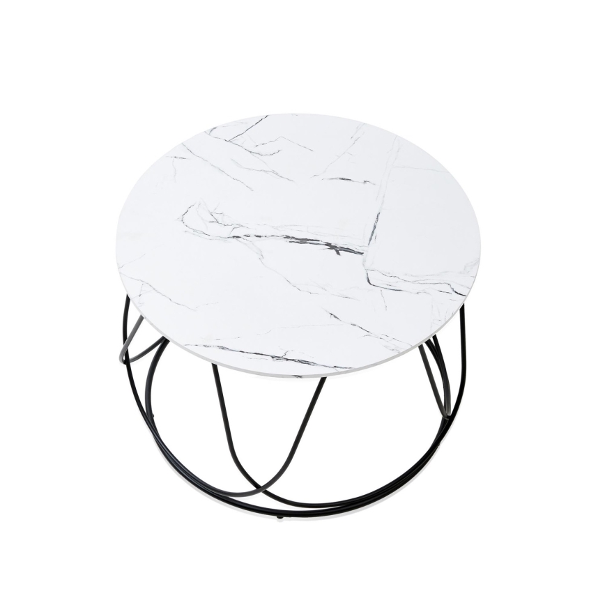 Koffie Tafel NUBIRA 41x60 cm zwart/marmeren decor