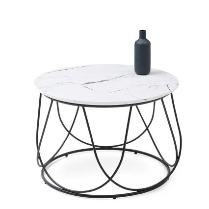 Koffie Tafel NUBIRA 41x60 cm zwart/marmeren decor