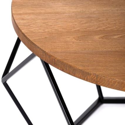 Koffie Tafel OAKLOFT 40x70 cm zwart/eiken