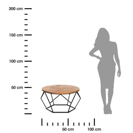 Koffie Tafel OAKLOFT 40x70 cm zwart/eiken