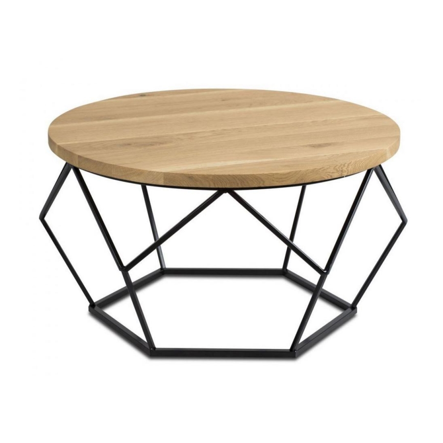 Koffie Tafel OAKLOFT 40x70 cm zwart/eiken