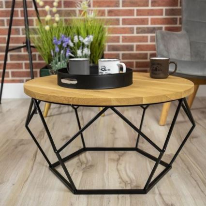 Koffie Tafel OAKLOFT 40x70 cm zwart/eiken