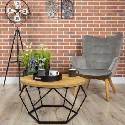 Koffie Tafel OAKLOFT 40x70 cm zwart/eiken