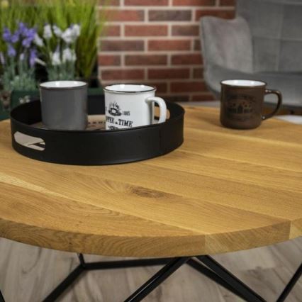 Koffie Tafel OAKLOFT 40x70 cm zwart/eiken