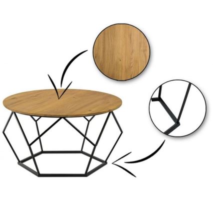 Koffie Tafel OAKLOFT 40x70 cm zwart/eiken