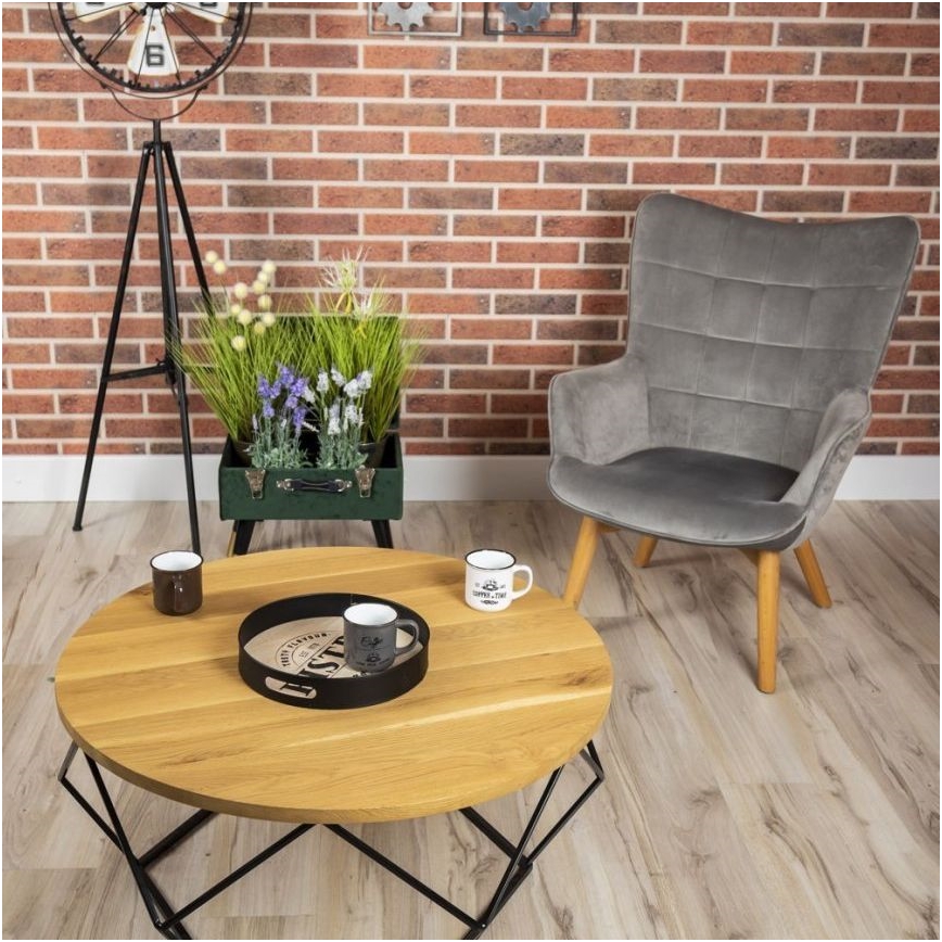 Koffie Tafel OAKLOFT 41,5x90 cm zwart/eiken