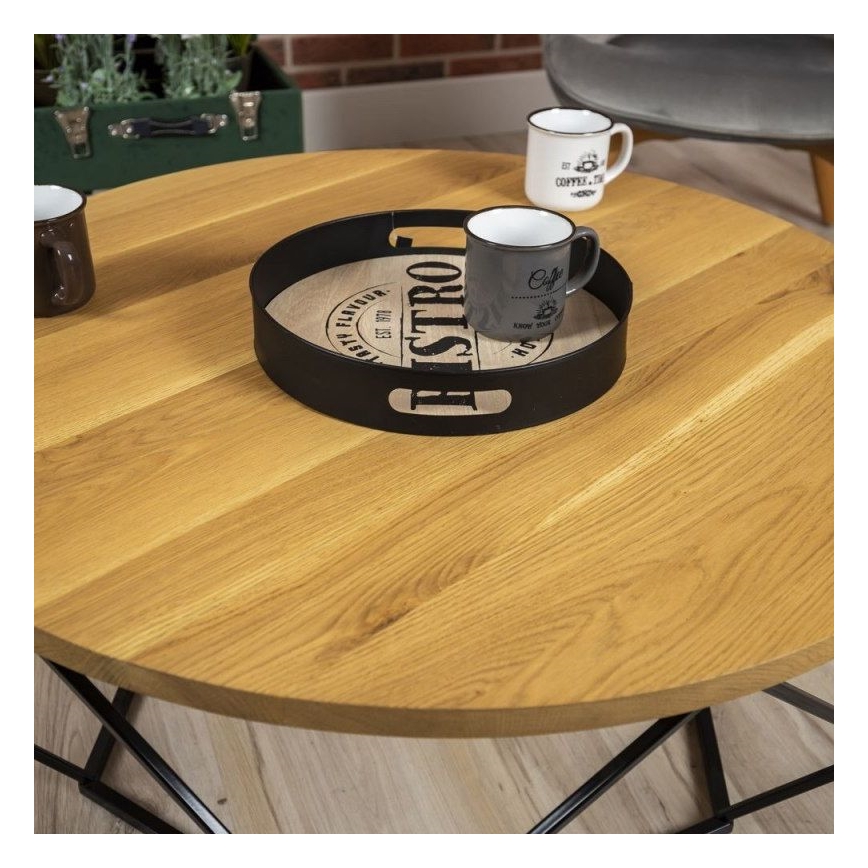 Koffie Tafel OAKLOFT 41,5x90 cm zwart/eiken
