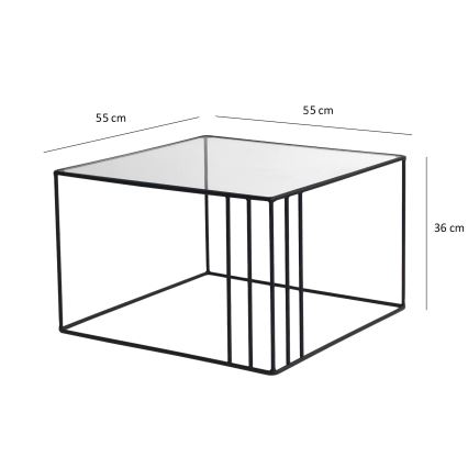 Koffie Tafel OUTLINE 36x55 cm zwart/transparant