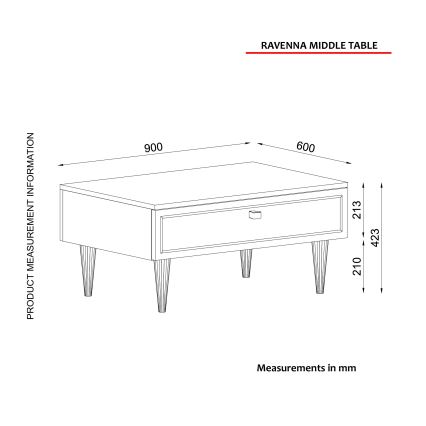 Koffie Tafel RAVENNA 60x90 cm wit