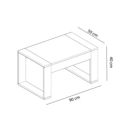 Koffie Tafel RETRO 40x90 cm wit/beige