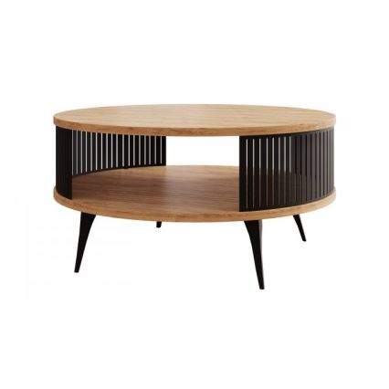Koffie Tafel ROENNI 44x75 cm zwart/goud eiken