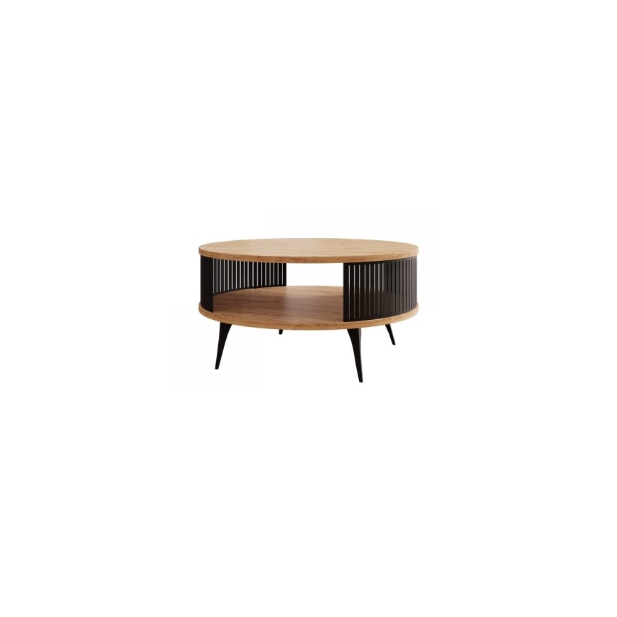 Koffie Tafel ROENNI 44x75 cm zwart/goud eiken