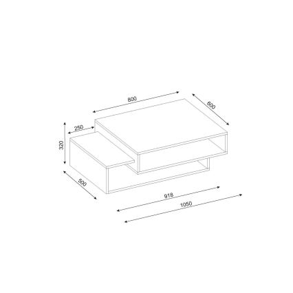 Koffie Tafel TAB 32x105 cm beige/wit