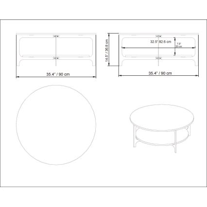 Koffie Tafel VERSY 37x90 cm wit/goud