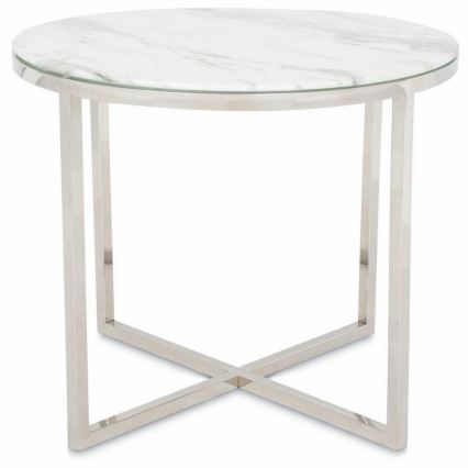 Koffie Tafel VERTIGO 50x60 cm chroom/wit