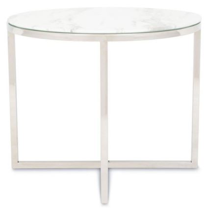 Koffie Tafel VERTIGO 50x60 cm chroom/wit