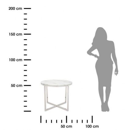 Koffie Tafel VERTIGO 50x60 cm glanzend chroom/wit
