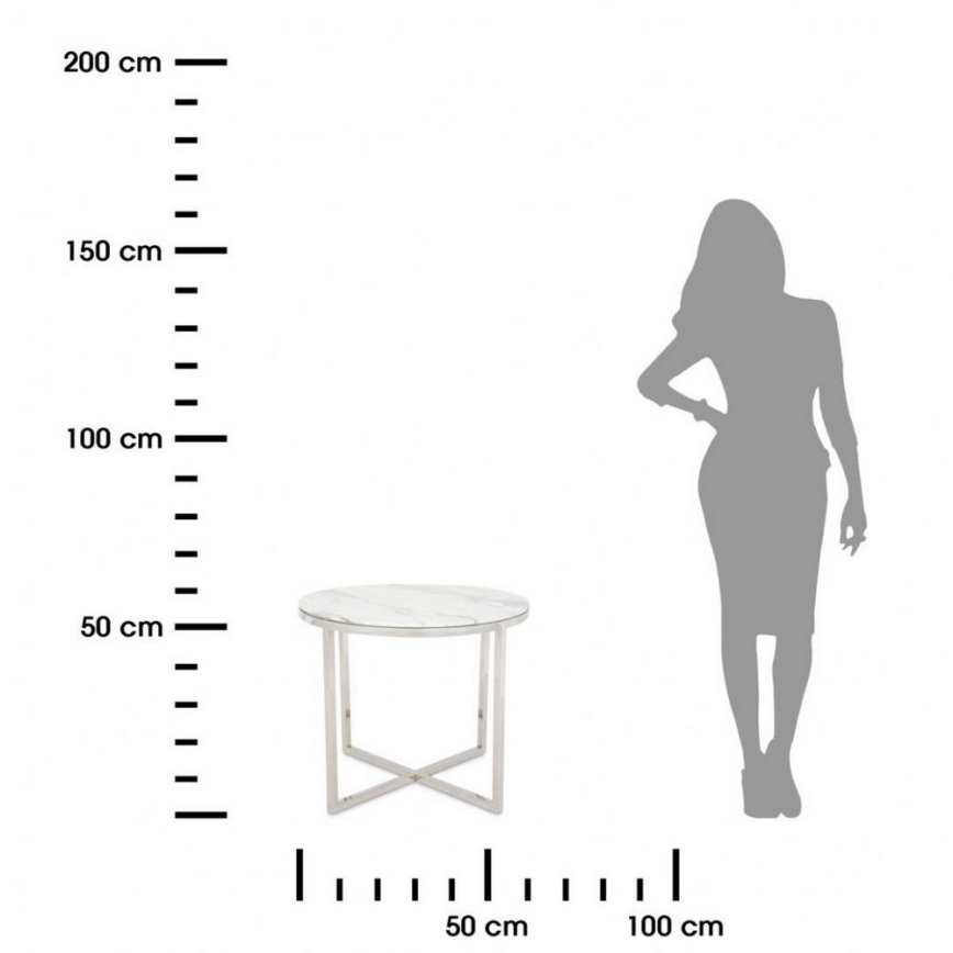 Koffie Tafel VERTIGO 50x60 cm glanzend chroom/wit