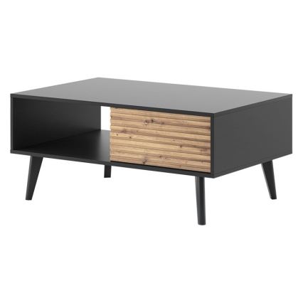 Koffie Tafel WILLOW 46x104 cm zwart/eiken ambachts