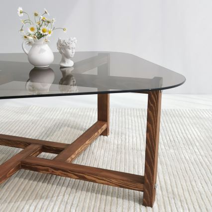 Koffie Tafel ZEN 40x80 cm grenen/doorzichtig