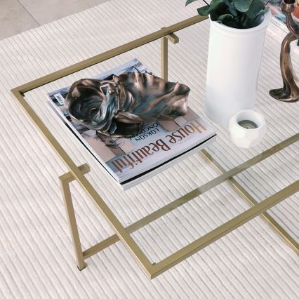 Koffie Tafel ZON 35x94 cm goud/doorzichtig