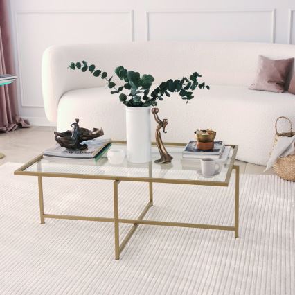 Koffie Tafel ZON 35x94 cm goud/doorzichtig