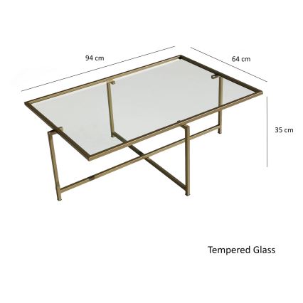 Koffie Tafel ZON 35x94 cm goud/doorzichtig