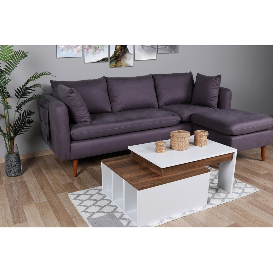 Koffietafel KOLARADO 37,4x90 cm wit/bruin