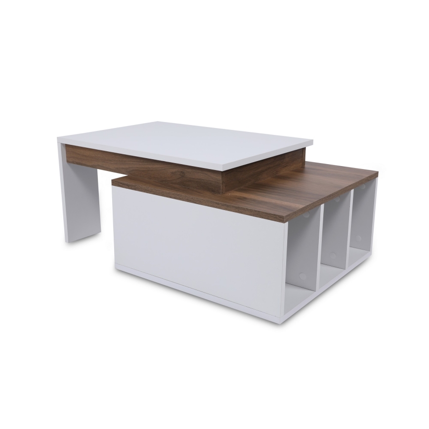 Koffietafel KOLARADO 37,4x90 cm wit/bruin