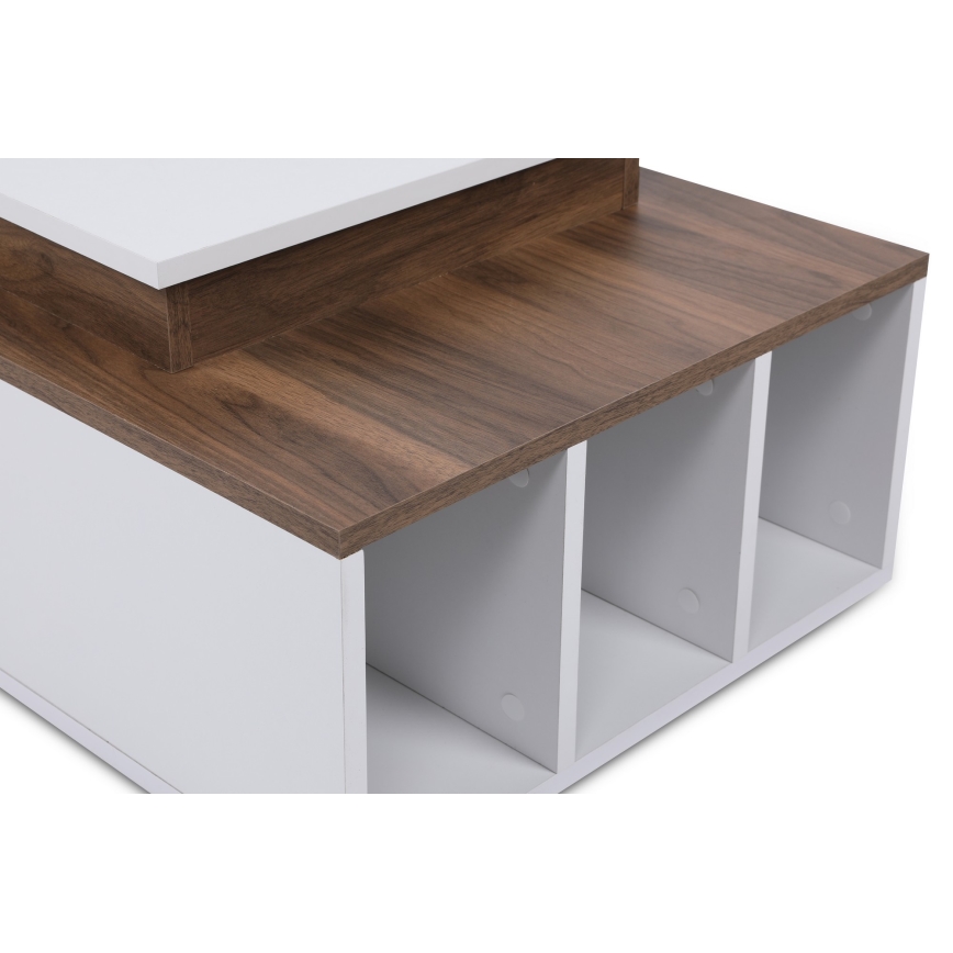 Koffietafel KOLARADO 37,4x90 cm wit/bruin