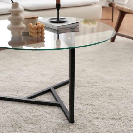 Koffietafel TRIO 42x75 cm transparant/zwart