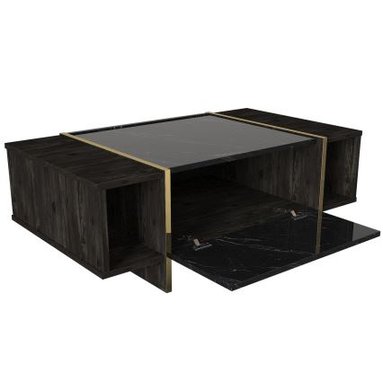 Koffietafel VEYRON 37,3x103,8 cm zwart/goud