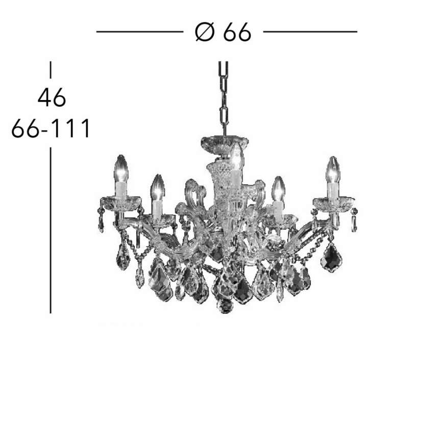 Kolarz 3149.85.3.KoT - Kristallen hanglamp aan een ketting MARIA LOUISE 5xE14/40W/230V 24K goud