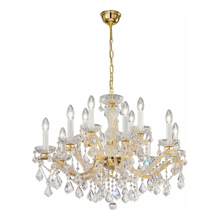 Kolarz 3149.88+4.3.KoT - Kristallen hanglamp aan een ketting MARIA LOUISE 12xE14/40W/230V 24K goud