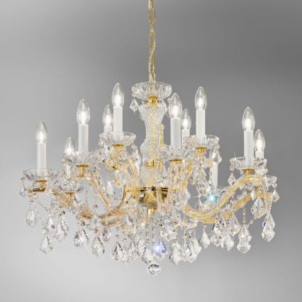 Kolarz 3149.88+4.3.KoT - Kristallen hanglamp aan een ketting MARIA LOUISE 12xE14/40W/230V 24K goud
