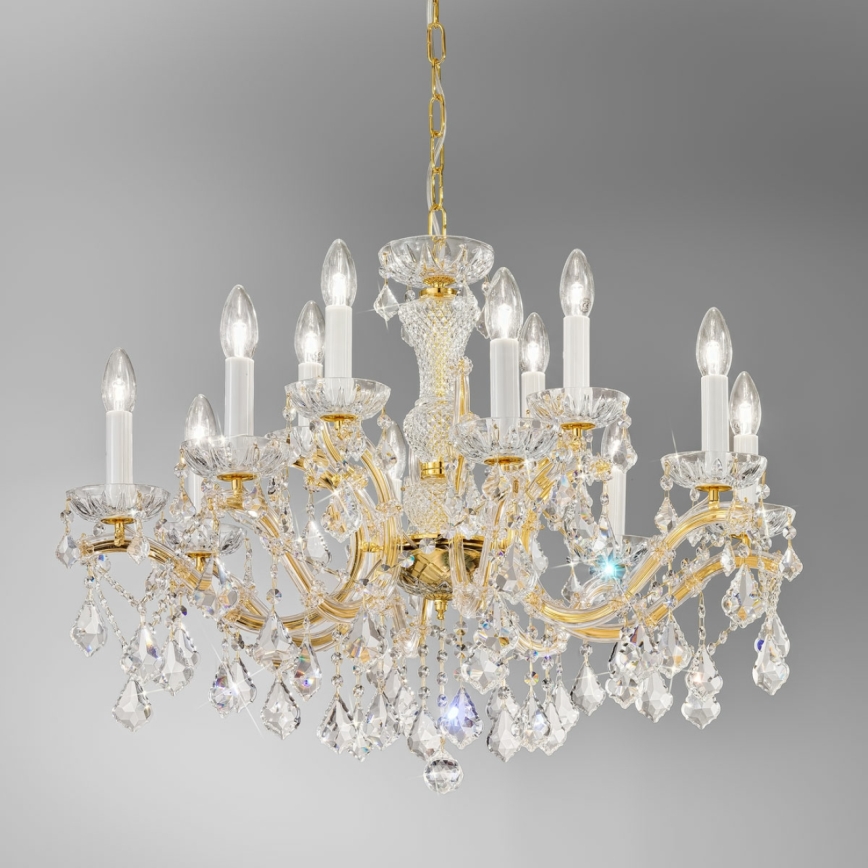 Kolarz 3149.88+4.3.KoT - Kristallen hanglamp aan een ketting MARIA LOUISE 12xE14/40W/230V 24K goud