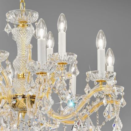 Kolarz 3149.88+4.3.KoT - Kristallen hanglamp aan een ketting MARIA LOUISE 12xE14/40W/230V 24K goud